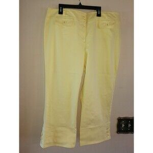 Women's Nice Tribella Sport Yellow Stretchy Capri Cotton Pants Size 14
